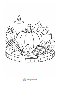 Thanksgiving table centerpiece coloring page