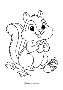 Chipmunk with stuffed cheeks fall coloring page
