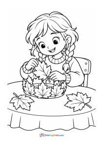 Child making a fall crown coloring page
