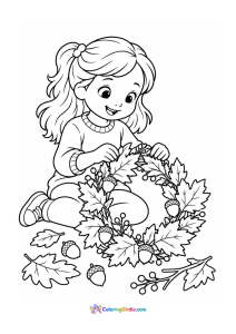 Making a fall wreath coloring page