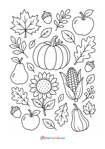Fall doodle art coloring page
