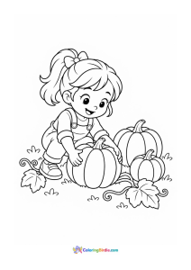 Picking pumpkins from a pumpkin patch fall coloring page