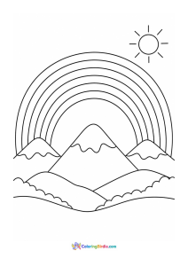 Rainbow over mountains coloring page
