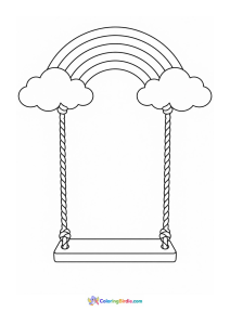Rainbow swing hanging from clouds coloring page