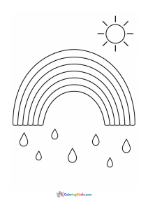 Rainbow with sun in open sky coloring page