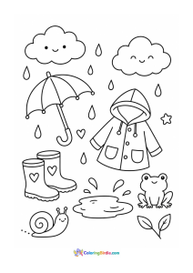 Doodle art rainy day coloring page