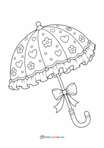 Beautiful umbrella with frill rainy day coloring page
