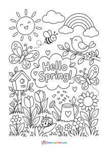 Doodle art spring coloring page