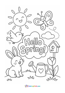Doodle art for young kids spring coloring page