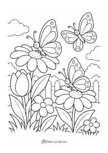 Spring garden young kids coloring page