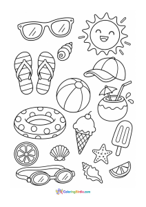 Summer fun doodle art coloring page