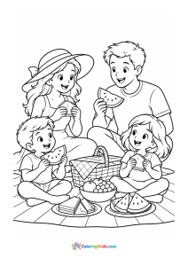 A family picnic summer coloring page