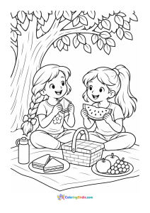 Summer picnic party coloring page